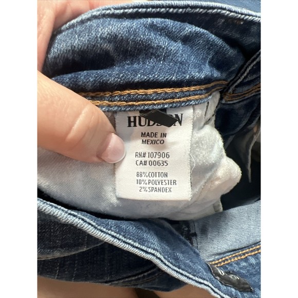 Hudson Womens Collin Mid Rise Skinny Jeans Medium Wash Flap Pocket Sz 28 - Picture 7 of 10